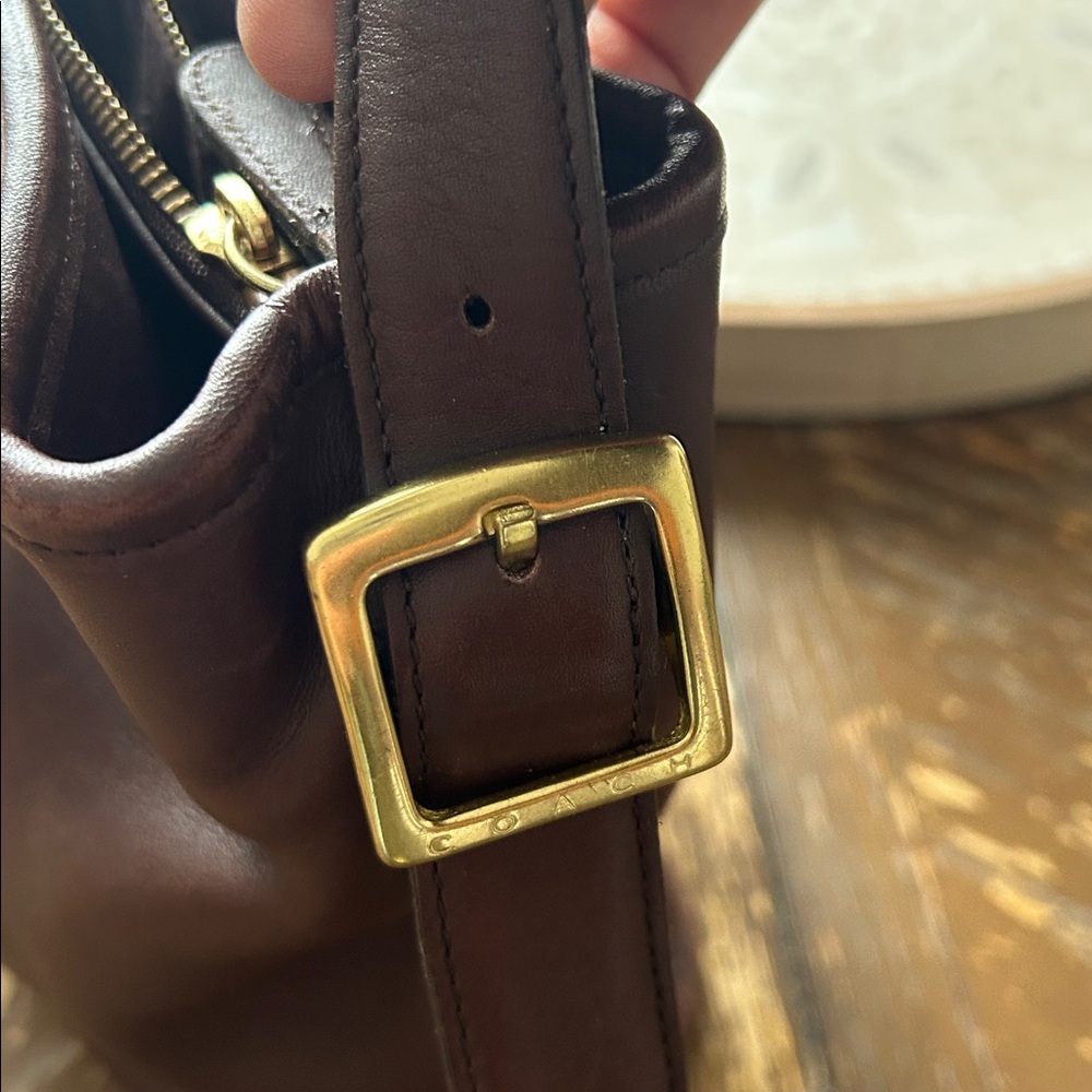 Rare🌹COACH Smooth Brown Leather Shoulder Bag! Bucket bag 6010 VTG Y2K - Picture 6 of 11